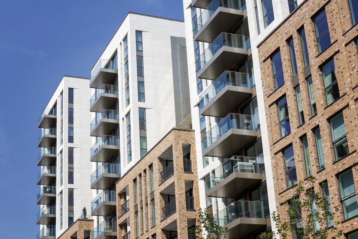 Modern residential buildings in London's Paddington Basin.