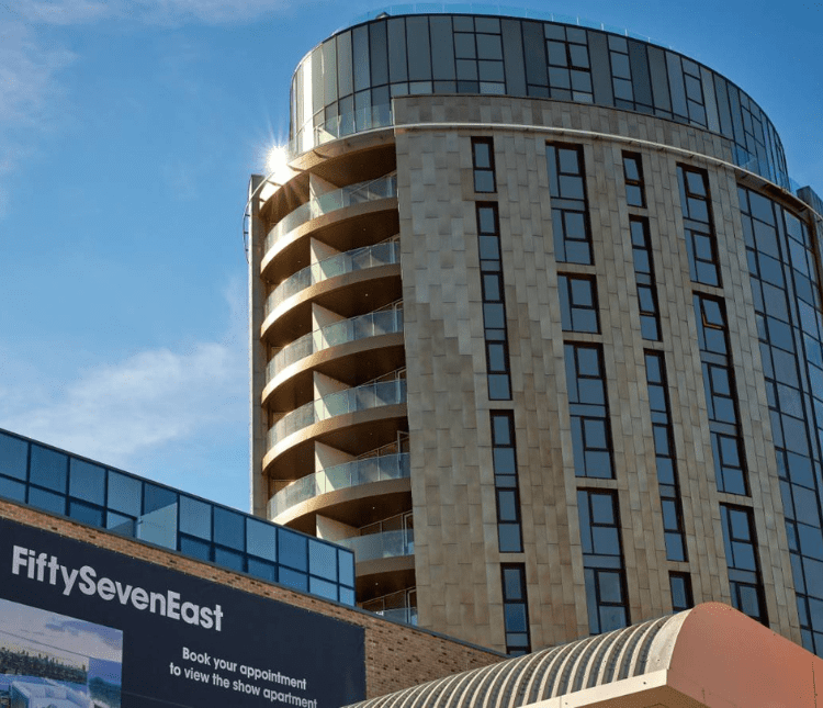 FiftySevenEast building; modern apartment tower.