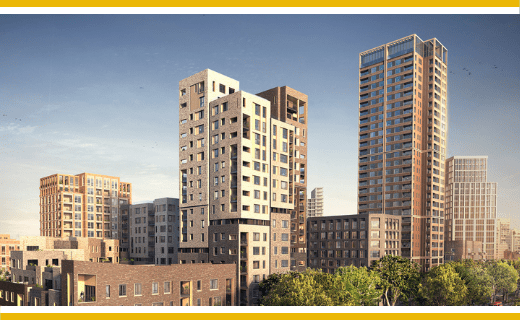 High-rise residential buildings.