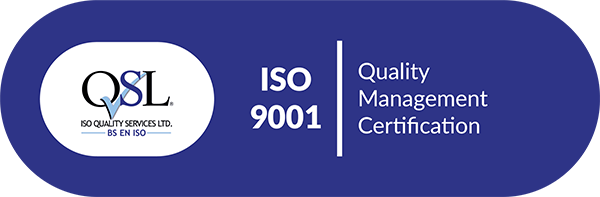 ISO 9001 Quality Management Certification. QSL logo.