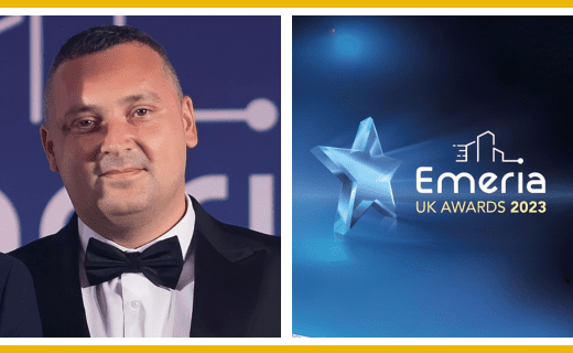 Liam Chambers, FirstPort's Manager of the Year, at the Emeria UK Awards 2023.