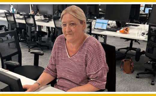 Michelle Andrews, FirstPort Team Leader, at her desk.